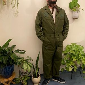VTG Military Army Green Coveralls